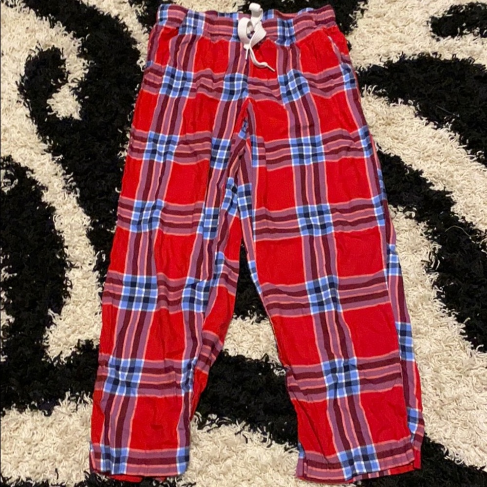 red/blue plaid PJ pants